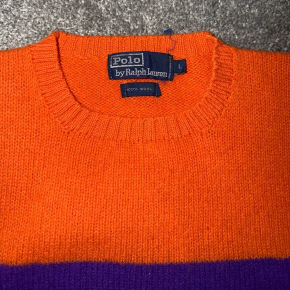 VNTG Polo Ralph Lauren Multicolor Crewneck 100% Wool Sweater - Picture 2 of 4